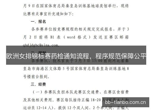 欧洲女排锦标赛药检通知流程,程序规范保障公平 欧洲女排锦标赛药检通知流程,程序规范保障公平